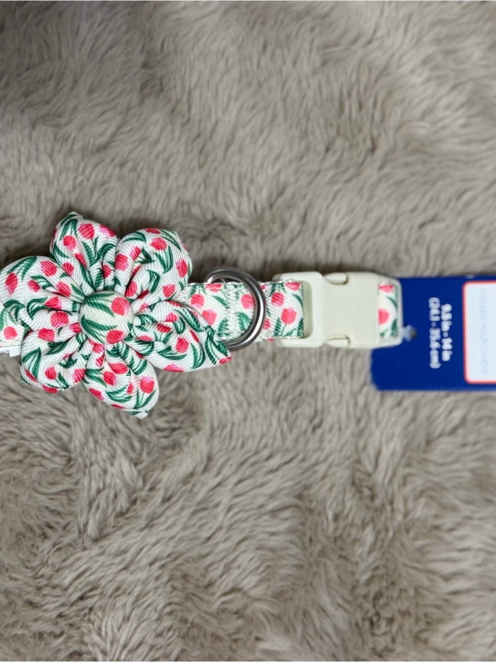 Top Paw Floral Fabric Dog Collar with Pink & Green Flower Accent